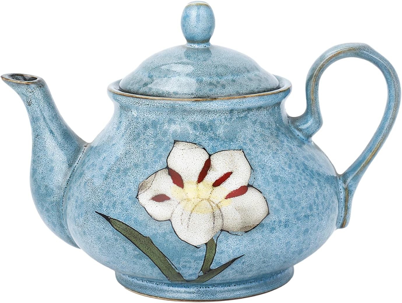 Ceramic Teapot 30 oz, Under-Glaze Hand-Painted Porcelain Tea Pot for Blooming