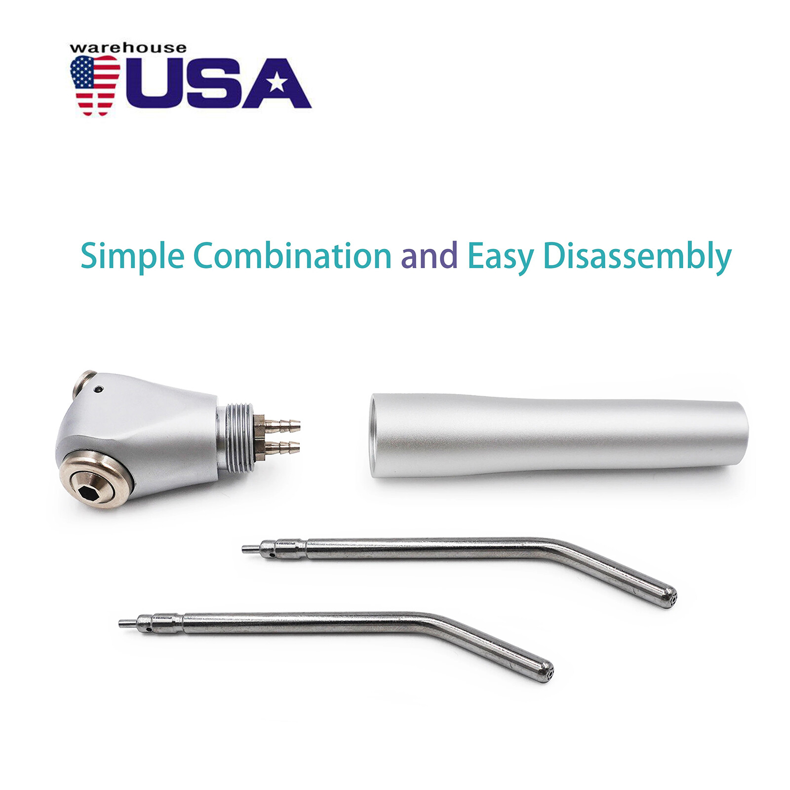 Dental 3 Way Air Water Syringe Triple Spray Handpiece with 2 Nozzles Tips Tubes