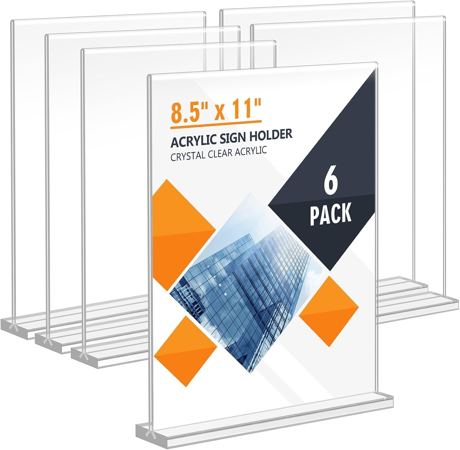 Acrylic Sign Holder 8.5 x 11, Double Sided Sign Holder Stand, Plastic 6 Pack …