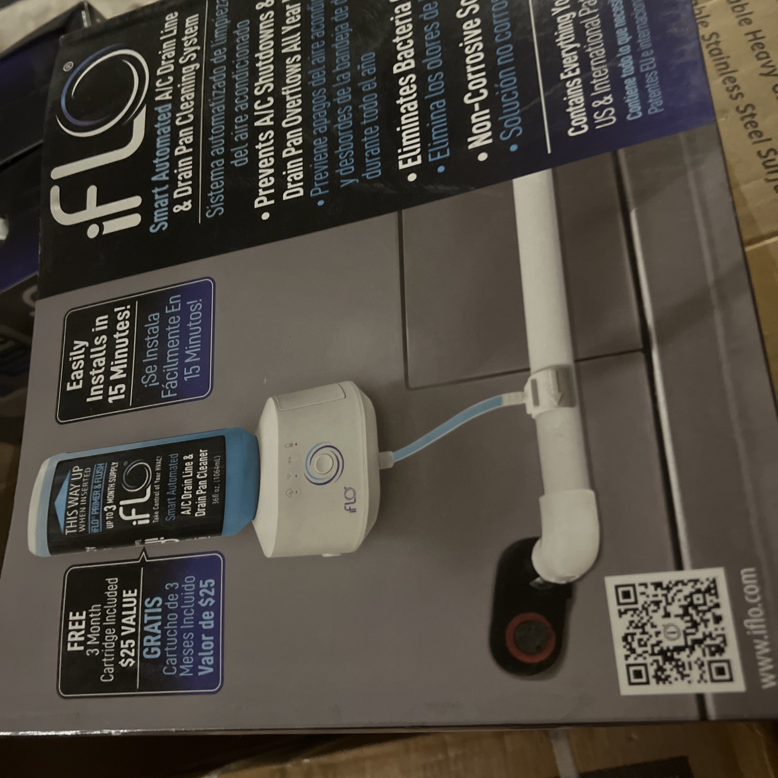 iFLO Smart Automated A/C Drain Line Cleaning System/ HVAC 3 Month Refill Kit