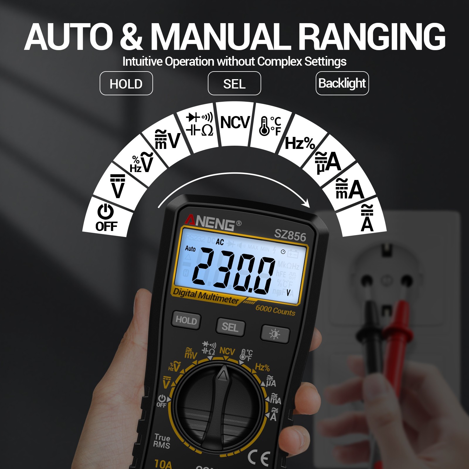 ANENG True RMS Digital Multimeter 6000 Counts Auto Range Kit with Voltage Tester