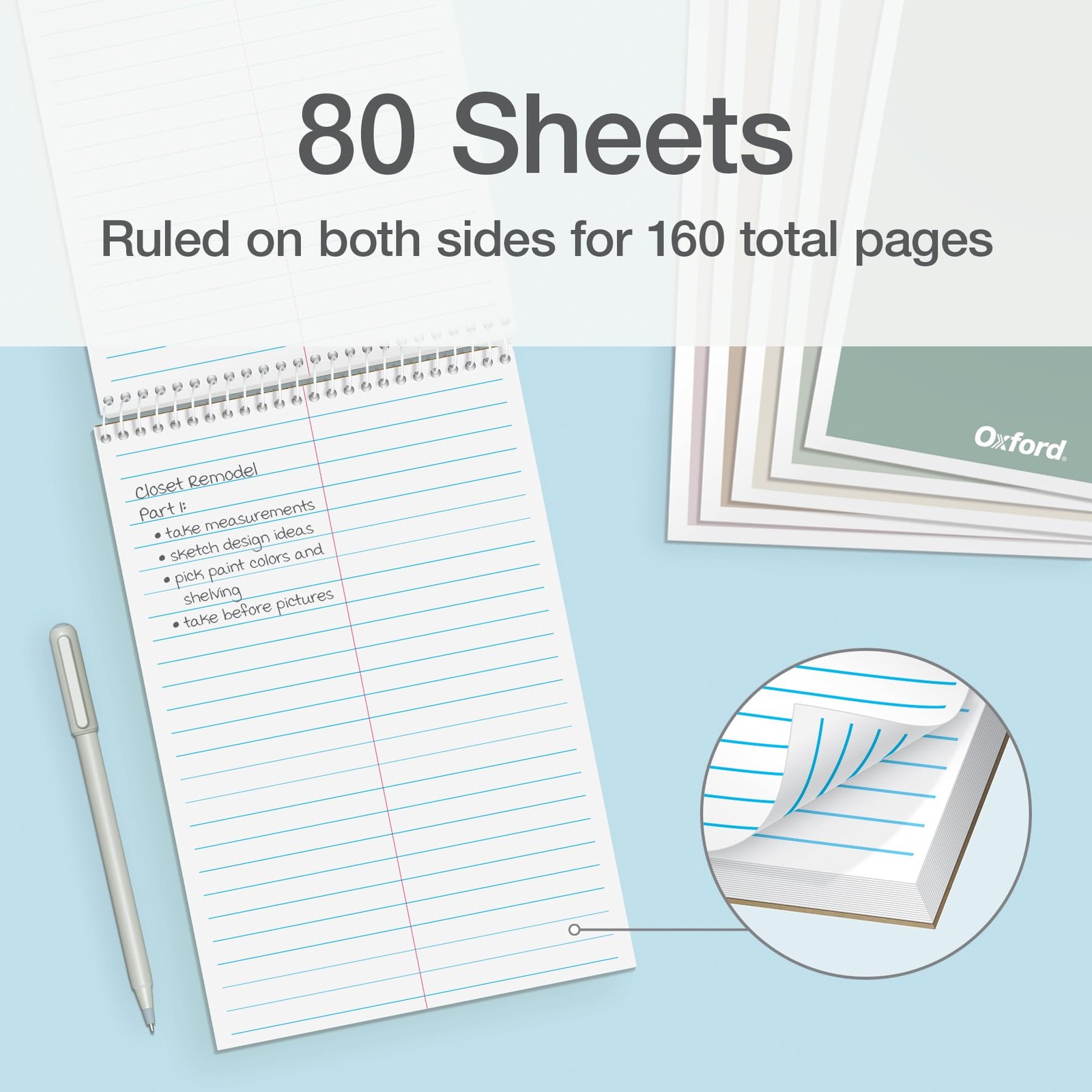 Steno Spiral Notebooks, Top Bound Steno Pads, 6×9 Inches, Gregg Ruled for Lis…