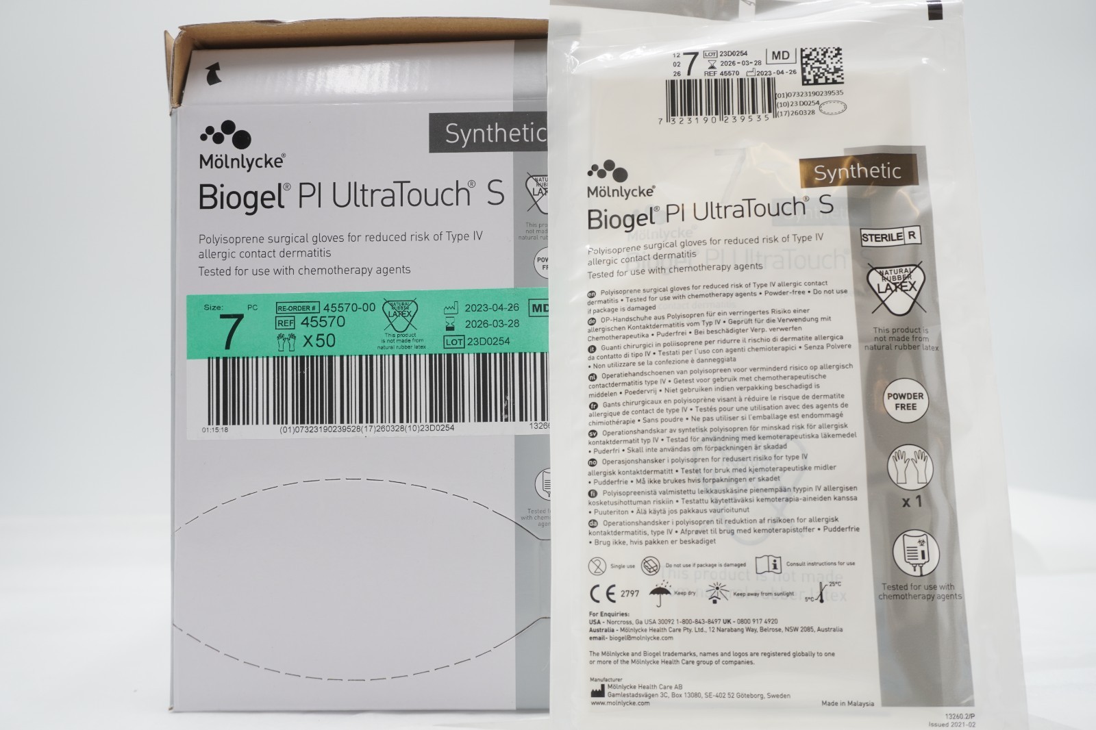 Molnlycke 45570 Biogel PI Ultratouch S Gloves Box/50 Size 7 Exp 03/2026