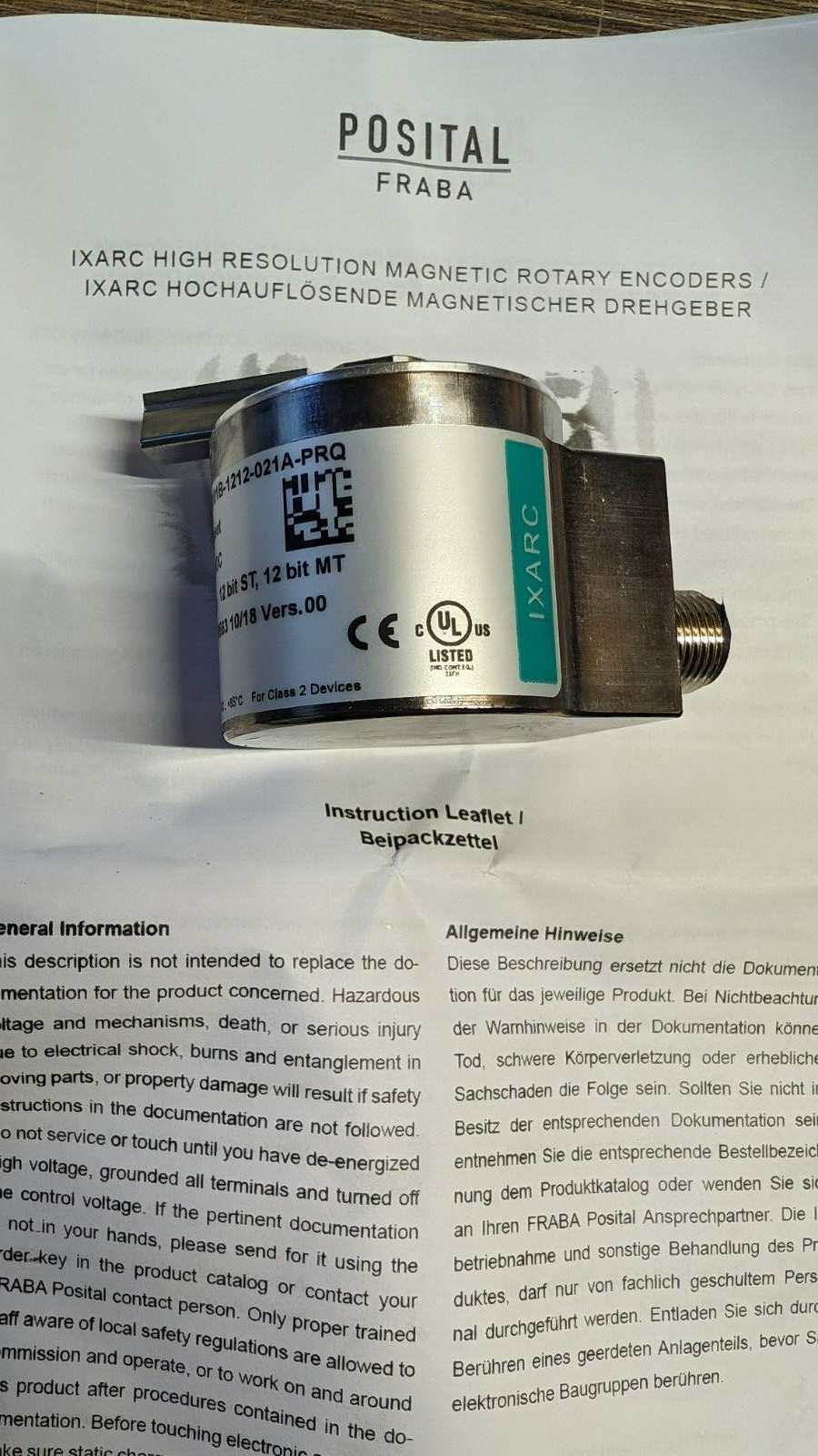 IXARC Absolute Rotary Encoder POSITAL Encoder UCD-S101B-1212-021A-PRQ SSI Preset