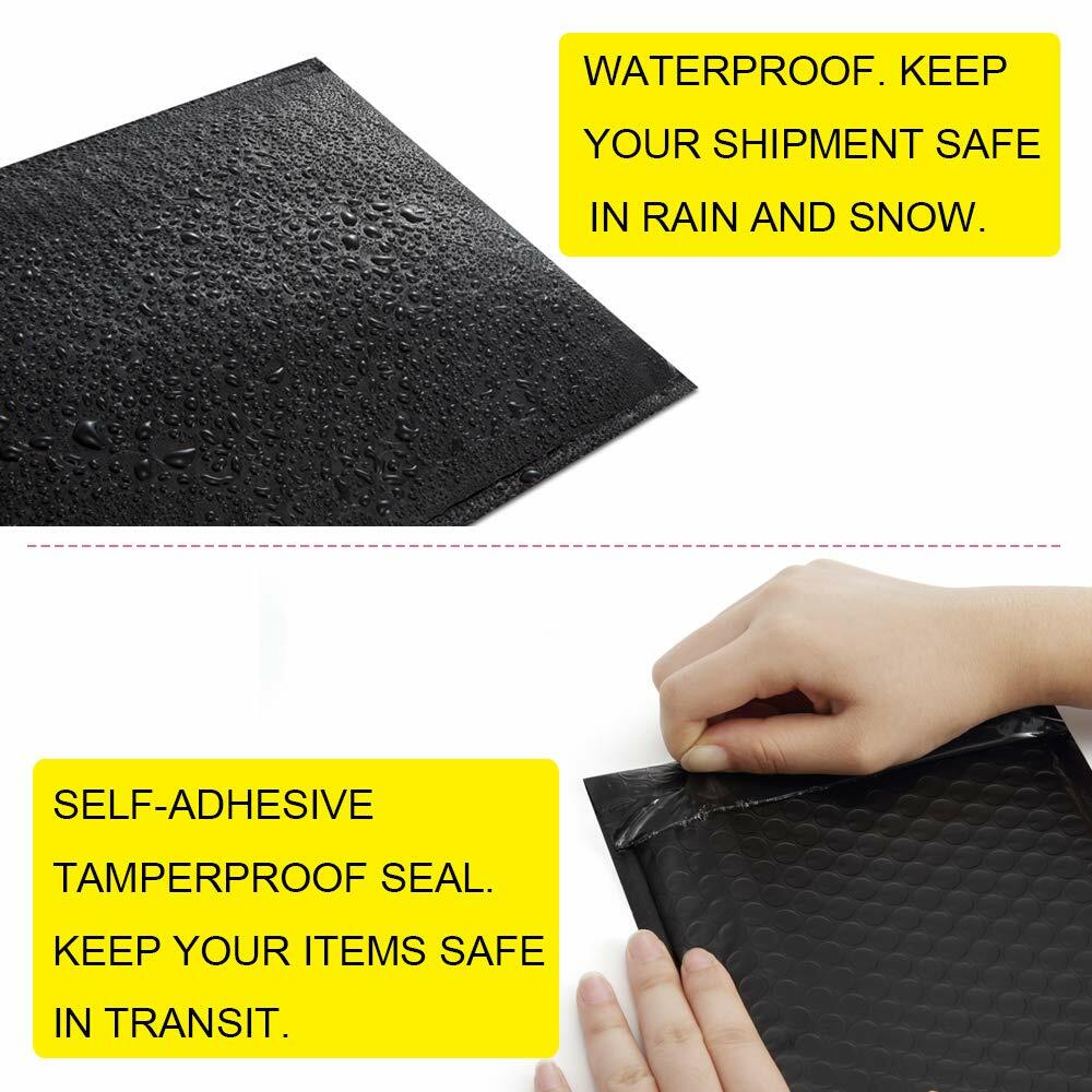 50 #0 Black Poly Bubble Padded Envelopes Shipping Mailers 6X10 (Inner 6×9)