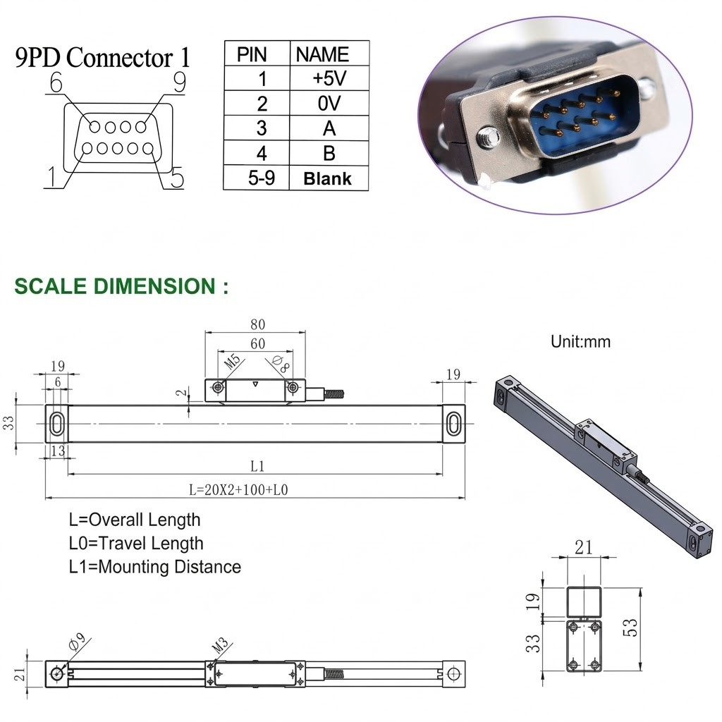 300mm*1500mm TTL Linear Scales 2Axis DRO Digital Readout Full Kit for Mill Lathe