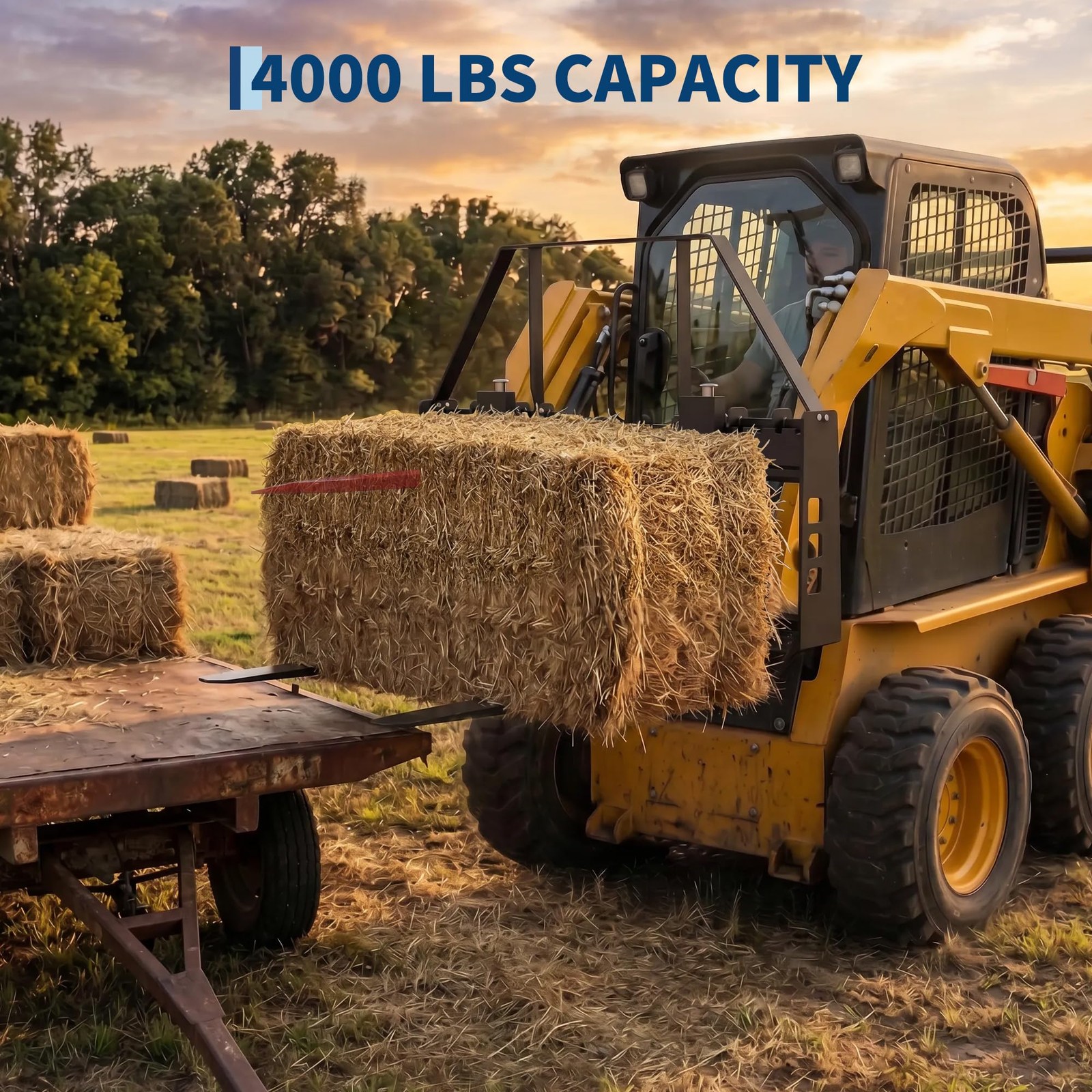 4000Lbs Attachments Mini Skid Steer Pallet Fork Frame, 48″ Pallet Fork Blades