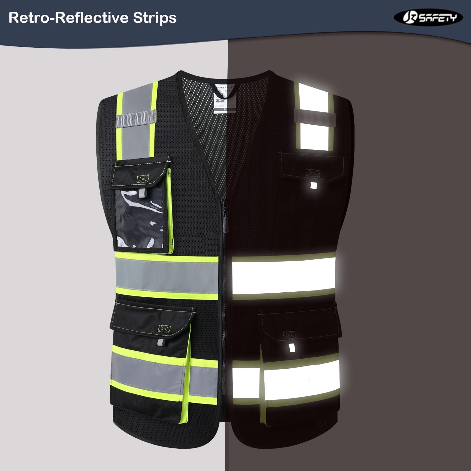 JKSafety Hi Vis Reflective Safety Vests for Men Women High Visibility Vest wi…
