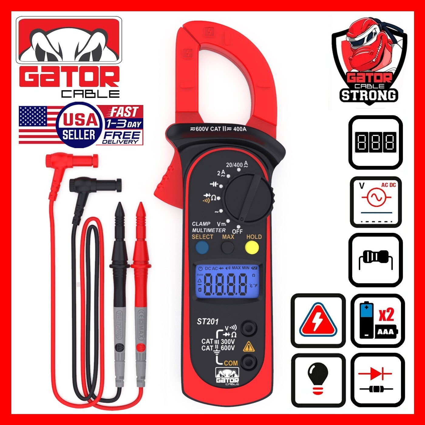 Digital Multimeter Amp Clamp AC DC Voltmeter Ammeter Ohmmeter Volt Tester Meter