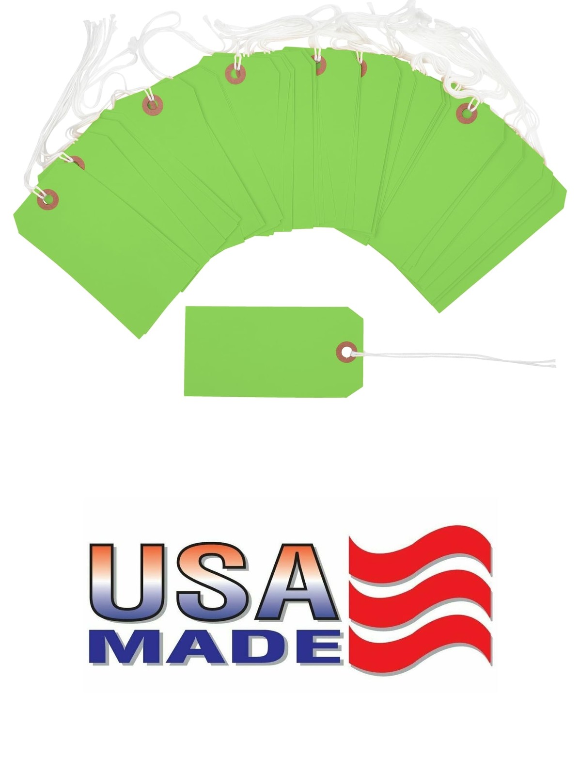 100 PCS Size 5 Green Inventory Shipping Hang Tags With String 4 3/4×2 3/8 In