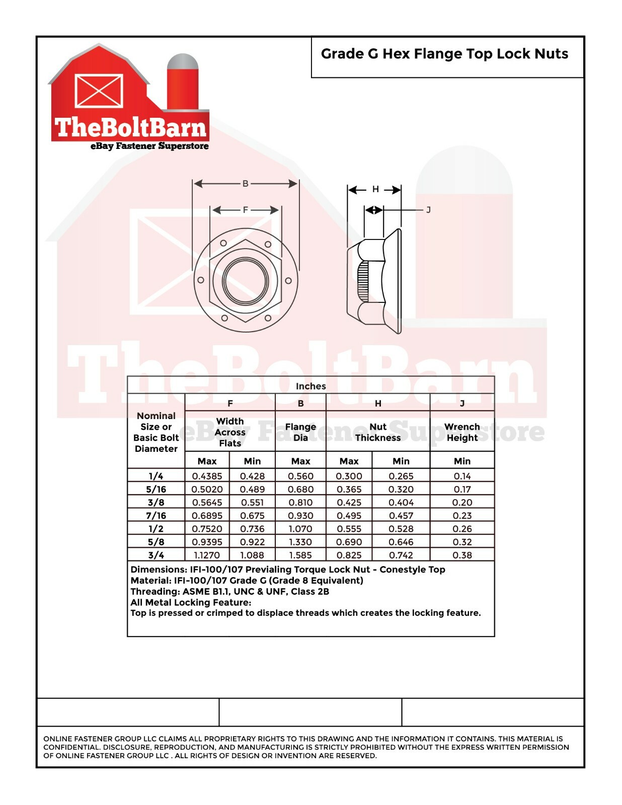 5/8″-11 Grade 8 (G) Hex Flange Top Lock Nuts Coarse Phos & Oil (Pick Quantity)