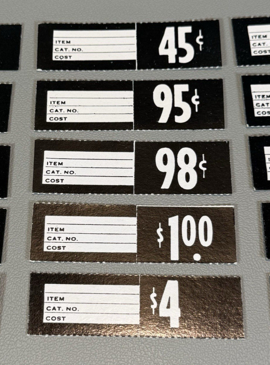 Vintage Paper Price Tags Black and White Mixed Lot of 15 Unused