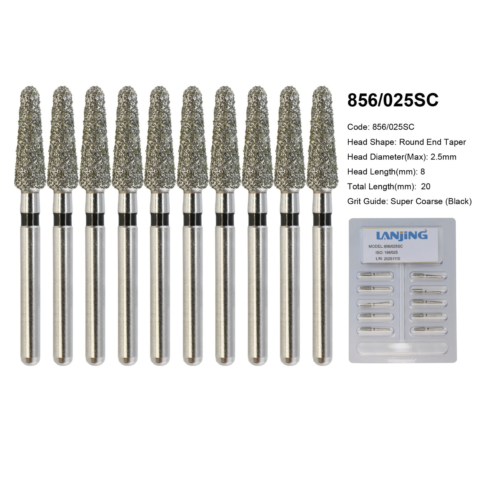 Dental Diamond Burs FG Round End Taper 856 850 Football 368/023 379 High Speed