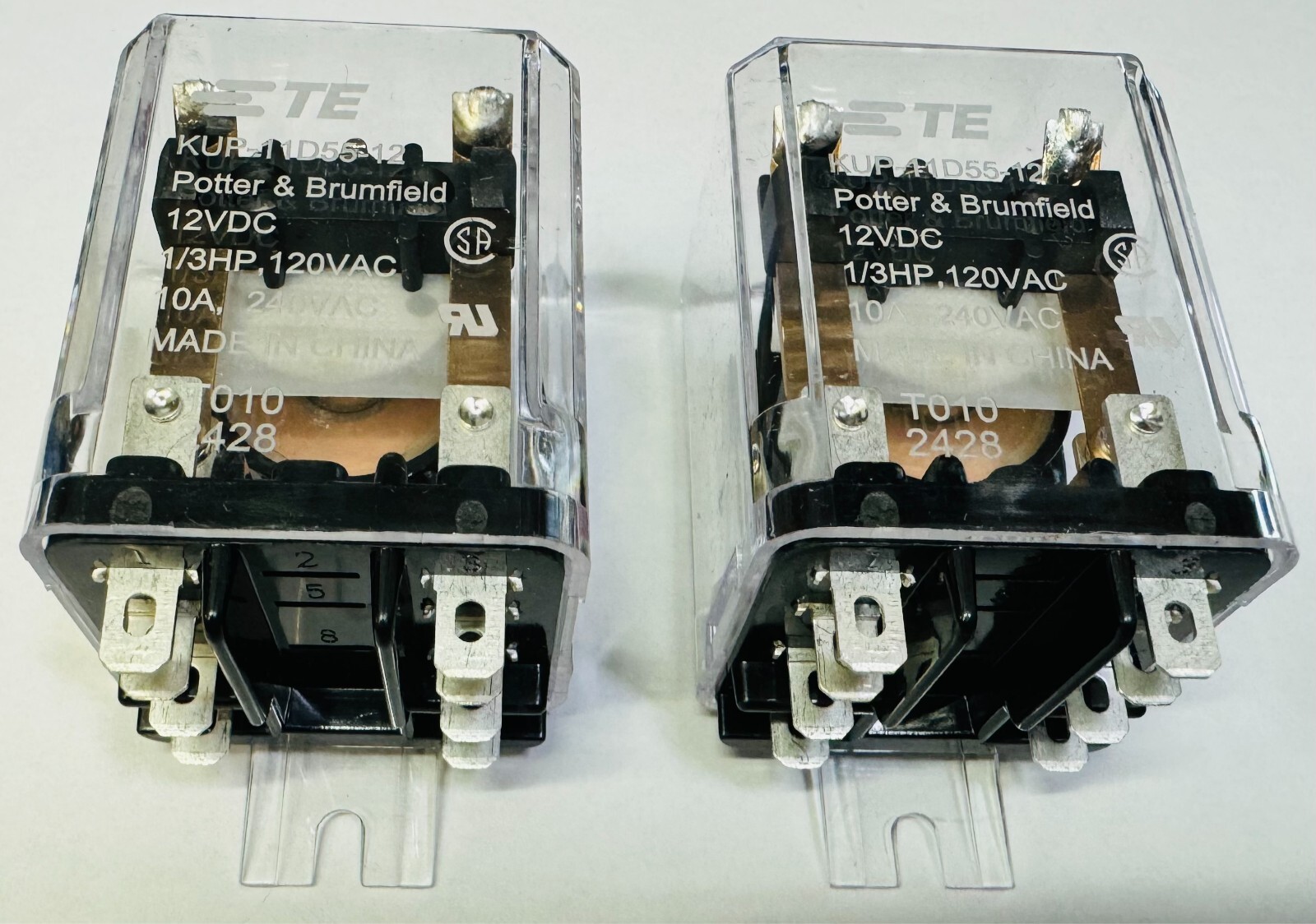 Potter & Brumfield KUP-11D55 Relay 12VDC Coil 1/3HP / 120VAC / 10A ⭐LOT OF 2⭐