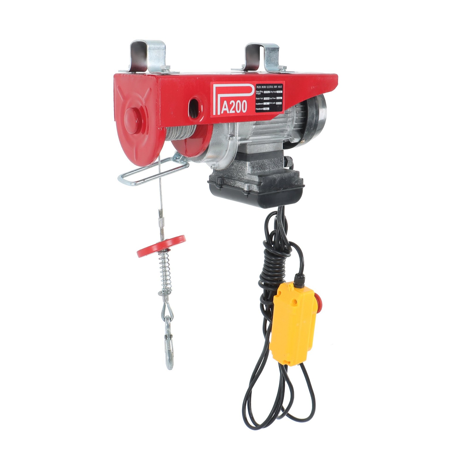 440 LBS/200 KG Miniature Electric Hoist Crane Winch w/ Wired Remote Control 510W