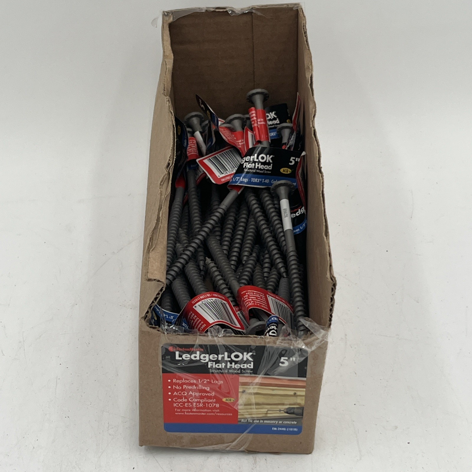 NEW!! 44-Pack FastenMaster LedgerLOK 5” Flat Head Structural Wood Screws