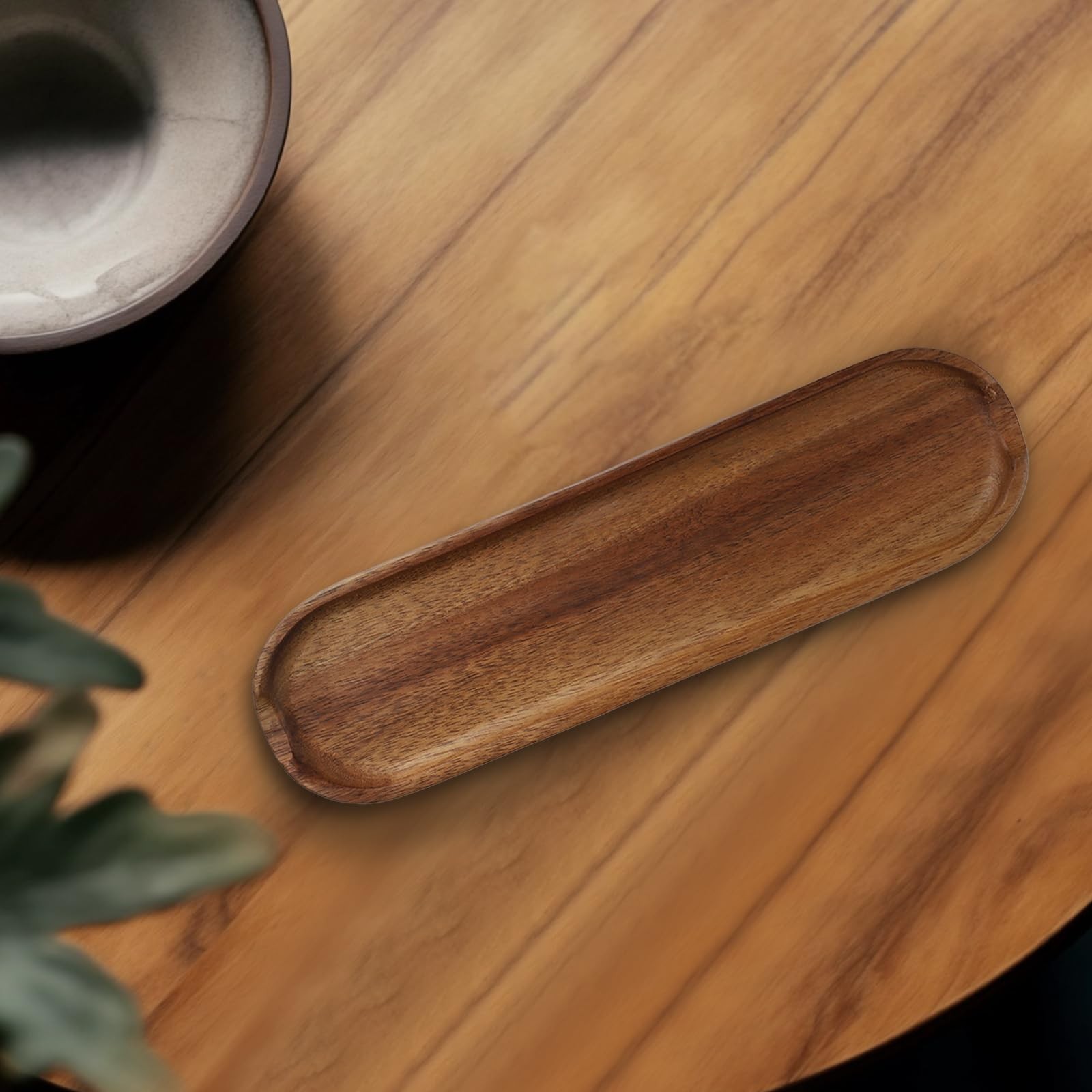 PKRFCJ Wooden Tray Brown Pen Tray, Wood Desk Accessories, Minimalist