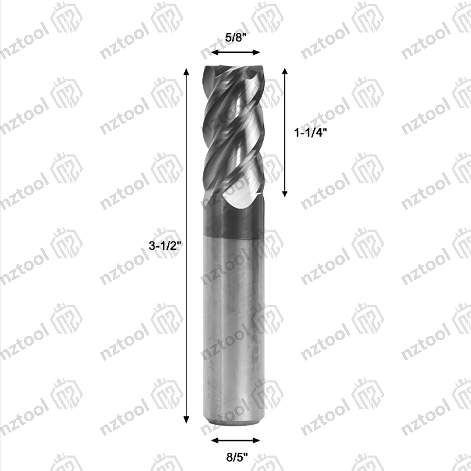 1 PCS 4 Flute 5/8″ x 1-1/4» x 3-1/2″ Square Carbide End Mill AlTiN Coated NEW