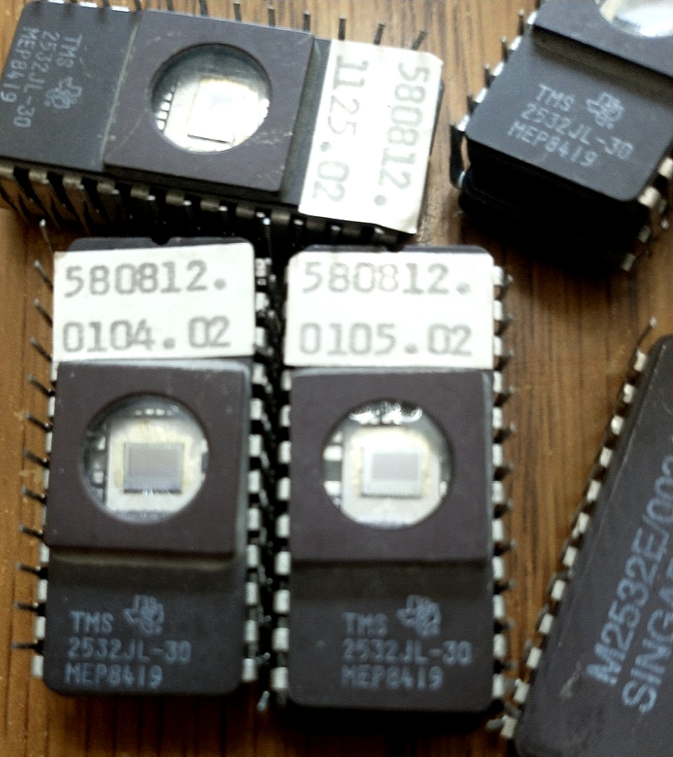 4 TI TMS2532JL-30 2532 UV EPROM ICs Ceramic DIP-24 Programmed NOS 580812 32Kb