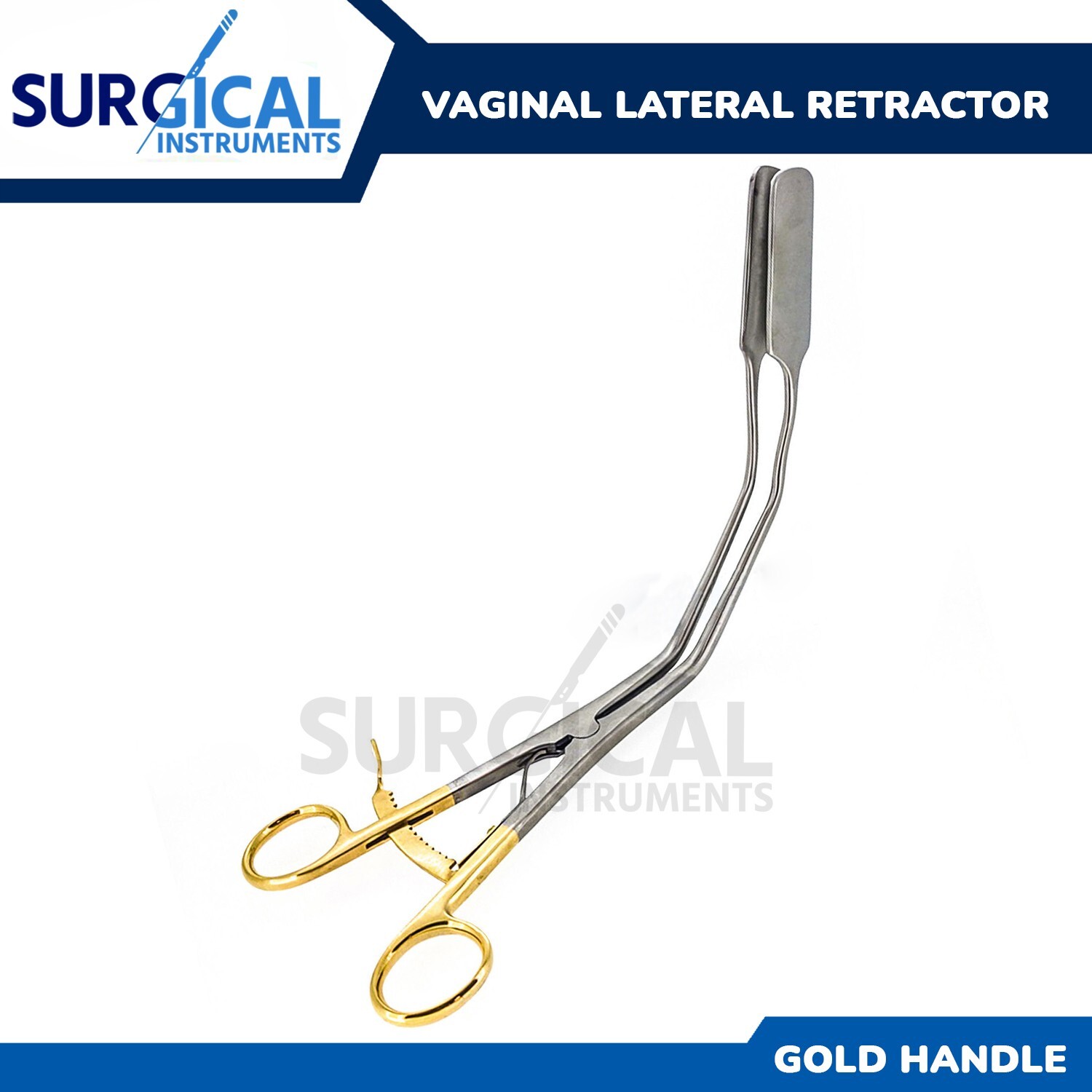 View More Vaginal Lateral Retractor 10.5″ with Gold Handle OB/GYN German Grade