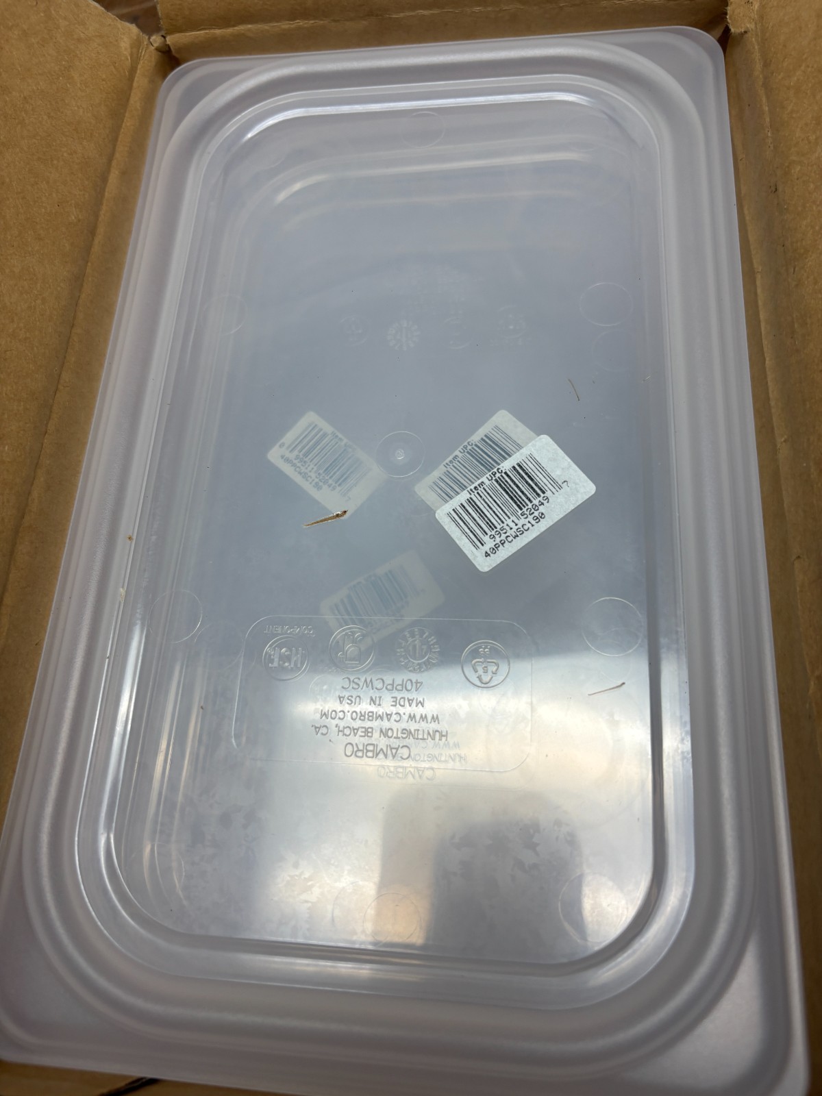 Case of 6 New CAMBRO 40PPCWSC 190 Translucent Seal Cover ¼ size CAMWR
