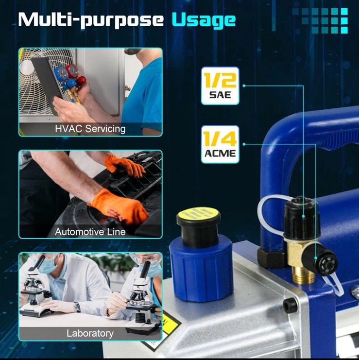 Zeny VP125+Blue 1/4HP 3,5CFM Single High Performance Compact Vacuum Pump Excelle