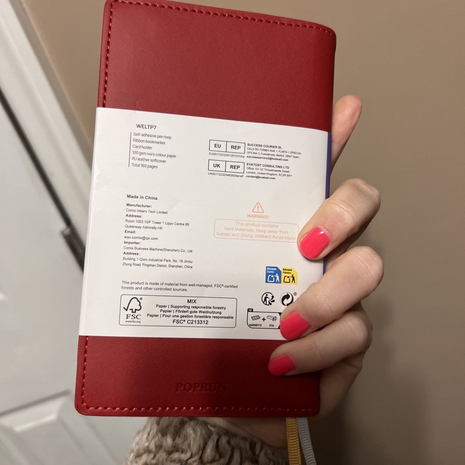 Poprun Horizontal Weekly Planner Red 2026 Year 4.25×6” Small Pocket Planner New