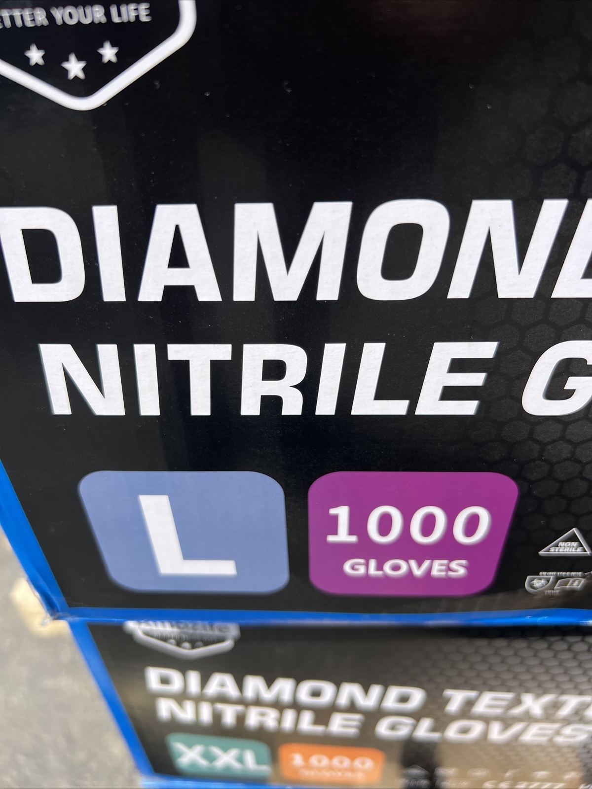 Heavy Duty Black Industrial Nitrile Gloves with Raised Diamond Texture, 1000pcs.