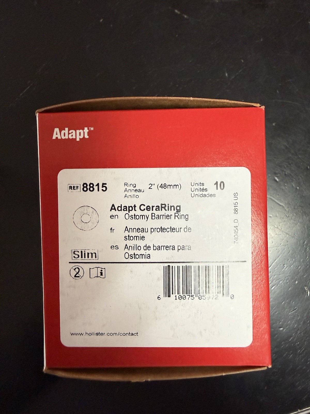Hollister Adapt CeraRing Slim Ostomy Barrier Ring 2″ (48mm) 8815 10 Units