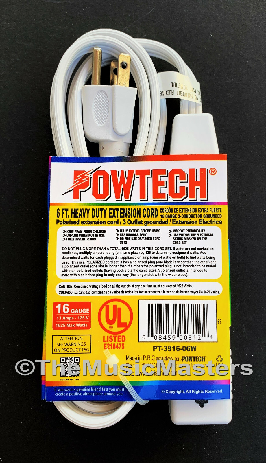 3 Outlet 6 ft Electric AC Extension Cord 3-Way Splitter Power Adapter Cord Cable