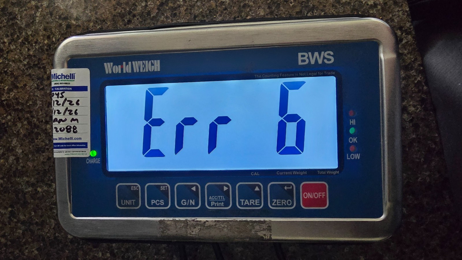 WorldWEIGH BWS Weight Indicator LCD Display B-Tek Stainless Steel Lbs Kg Check