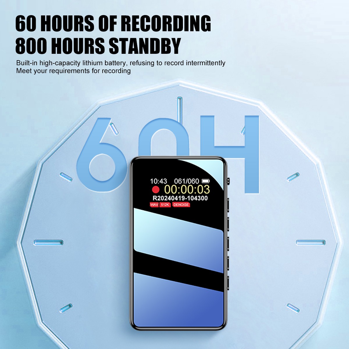 32GB Voice Recorder One-Touch Recording Color Screen for Lectures Meeting 60Hrs