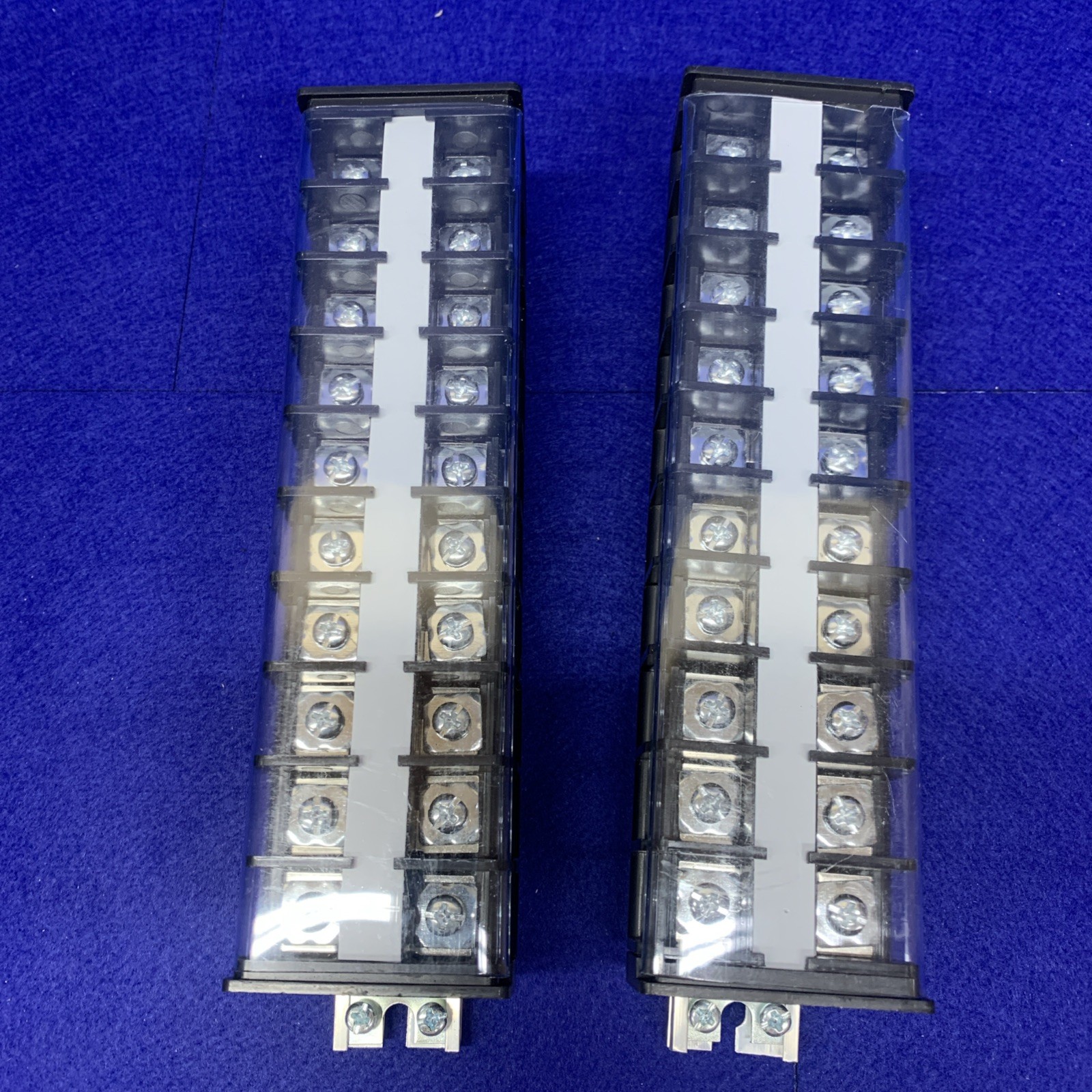🔥2x Barrier Terminal Strip Block 660V 60A Dual Row 10P DIN Rail Base