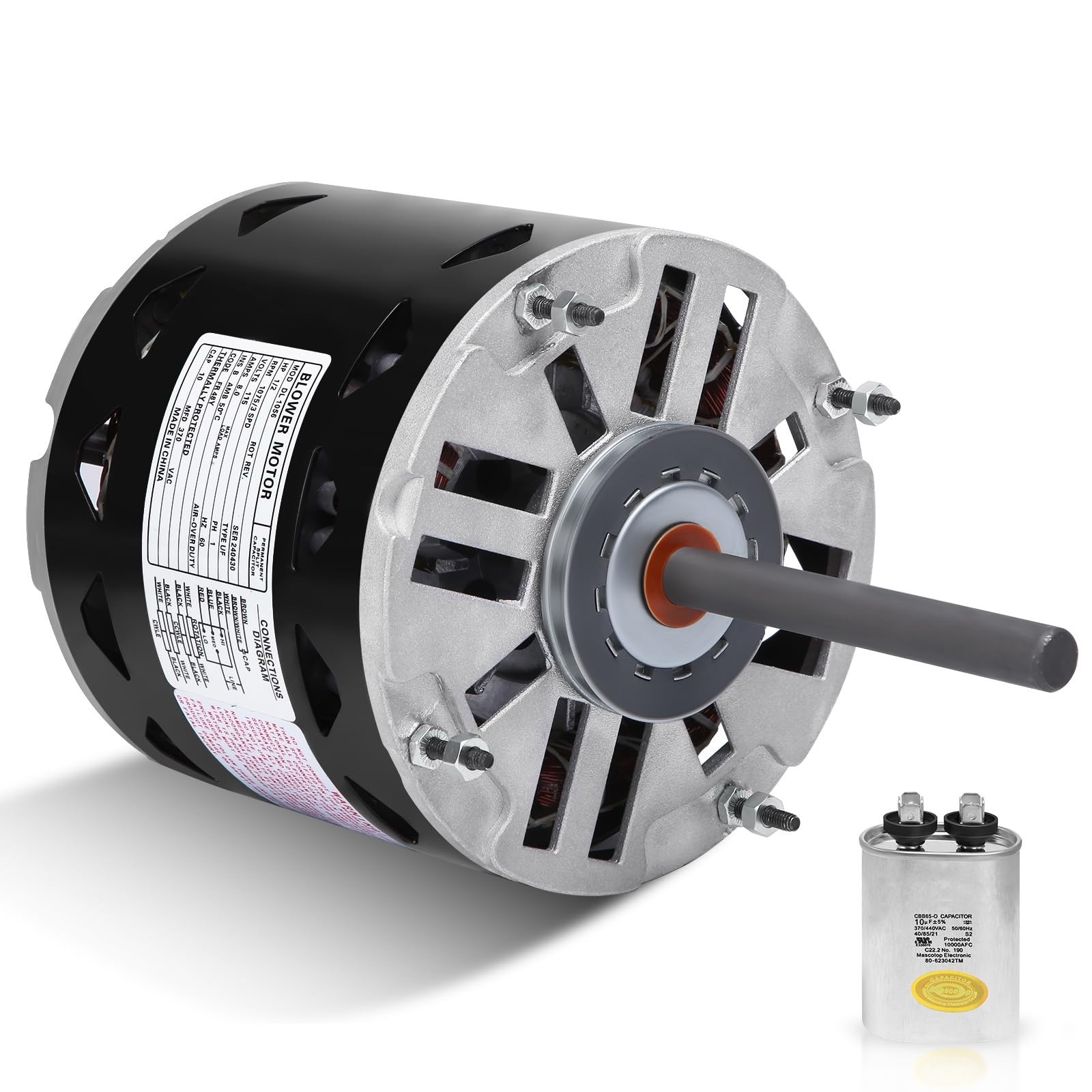 Century Dl1056 Motor, Psc, 1/2 Hp, 1075 Rpm, 115V, 48Y, Oao