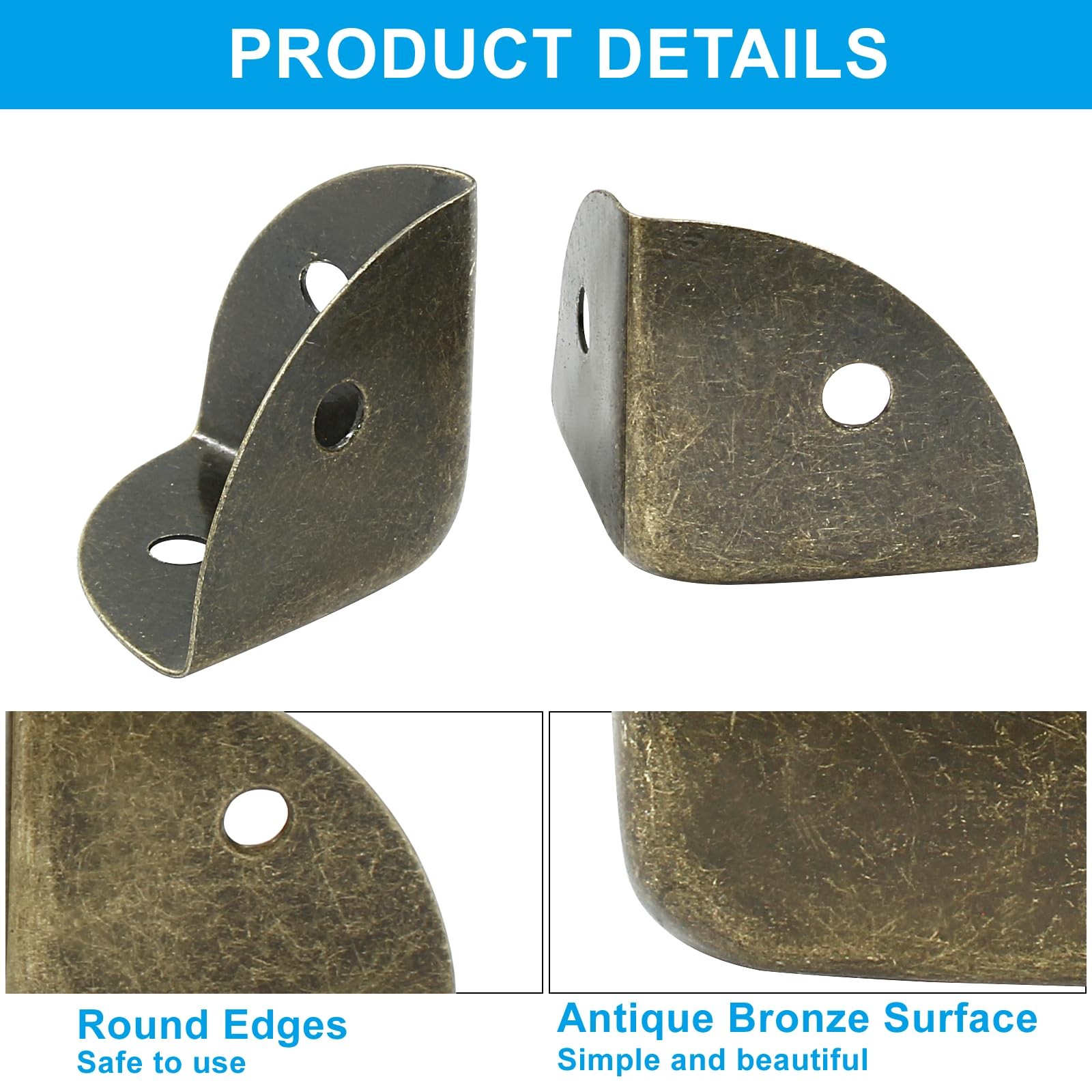 LifCratms 12Pcs Box Corner Protectors, 1″ (25mm) Metal 1″x1″x1″, Bronze