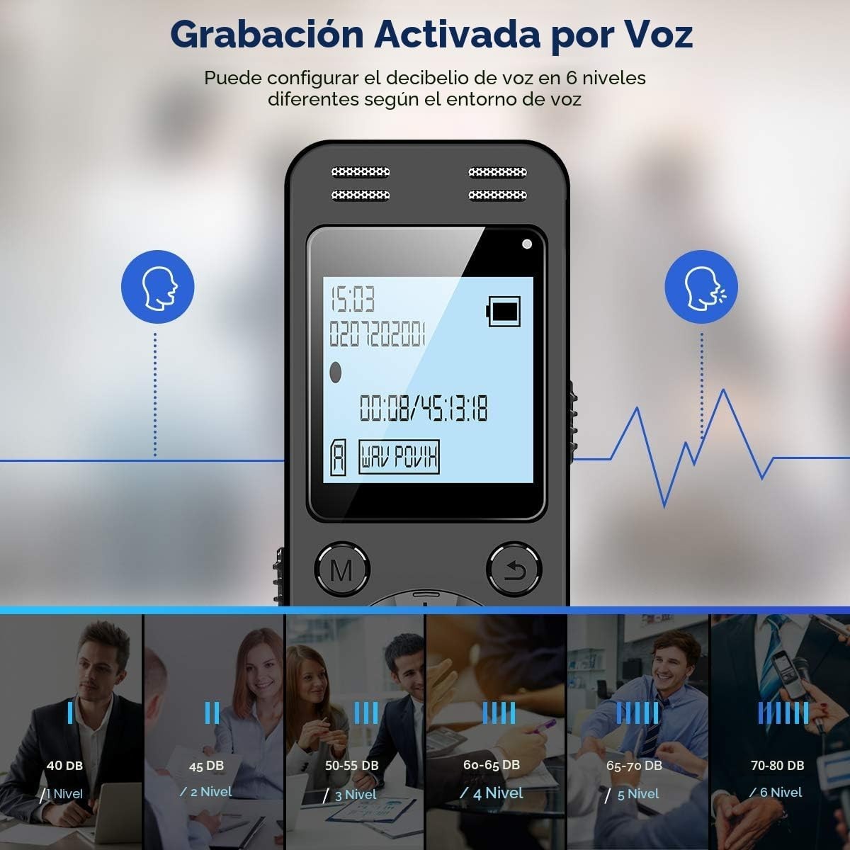 Grabadora Espia De Voz Digital 128 GB 9296 Horas De Grabacion Grabador De Audio