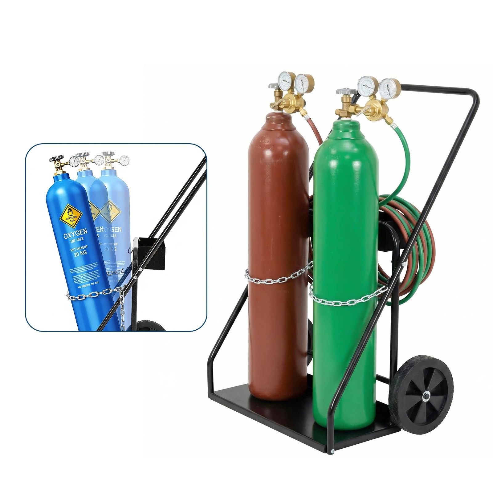 Welding Cylinder Cart, Heavy Duty Oxygen Acetylene Tank Cart Rolling Welder Cart