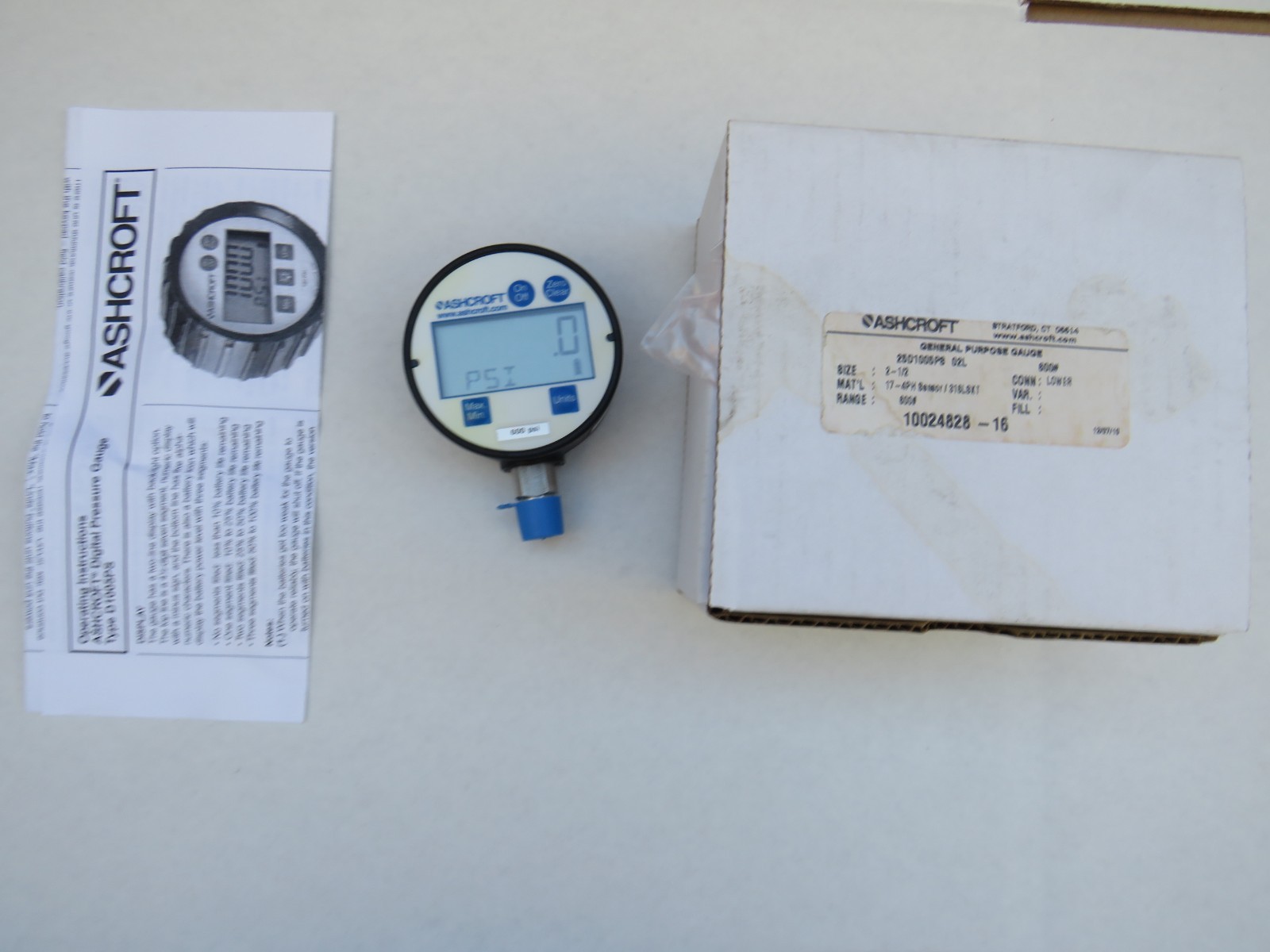 Ashcroft Digital Pressure Gauge 600 PSI 25D1005PS02L 600# 0.5% FS 1/4 NPT 2.5 IN