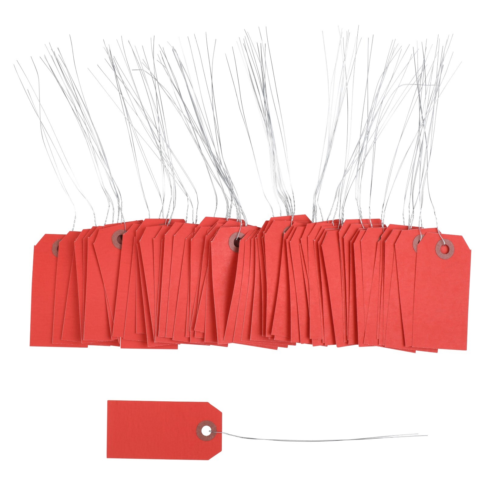 100 Red Tags with Wire 3 1/4 x 1 5/8″ Size 2 Inventory Price Hang Prewired Tag
