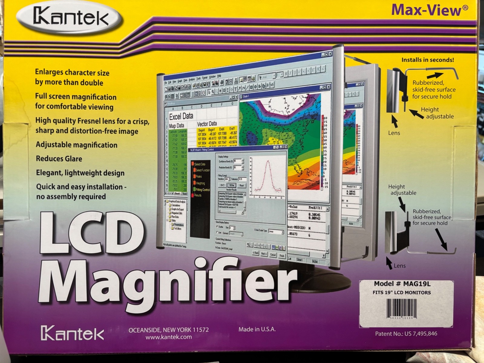 Kantek Computer Screen Magnifier Fits 19 Inch LCD TV or PC Monitor NEW in Box