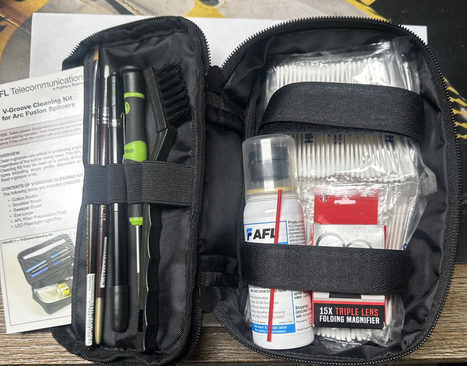 AFL V-Groove Cleaning Kit For Arc Fusion Splicers/ With Extras See Details