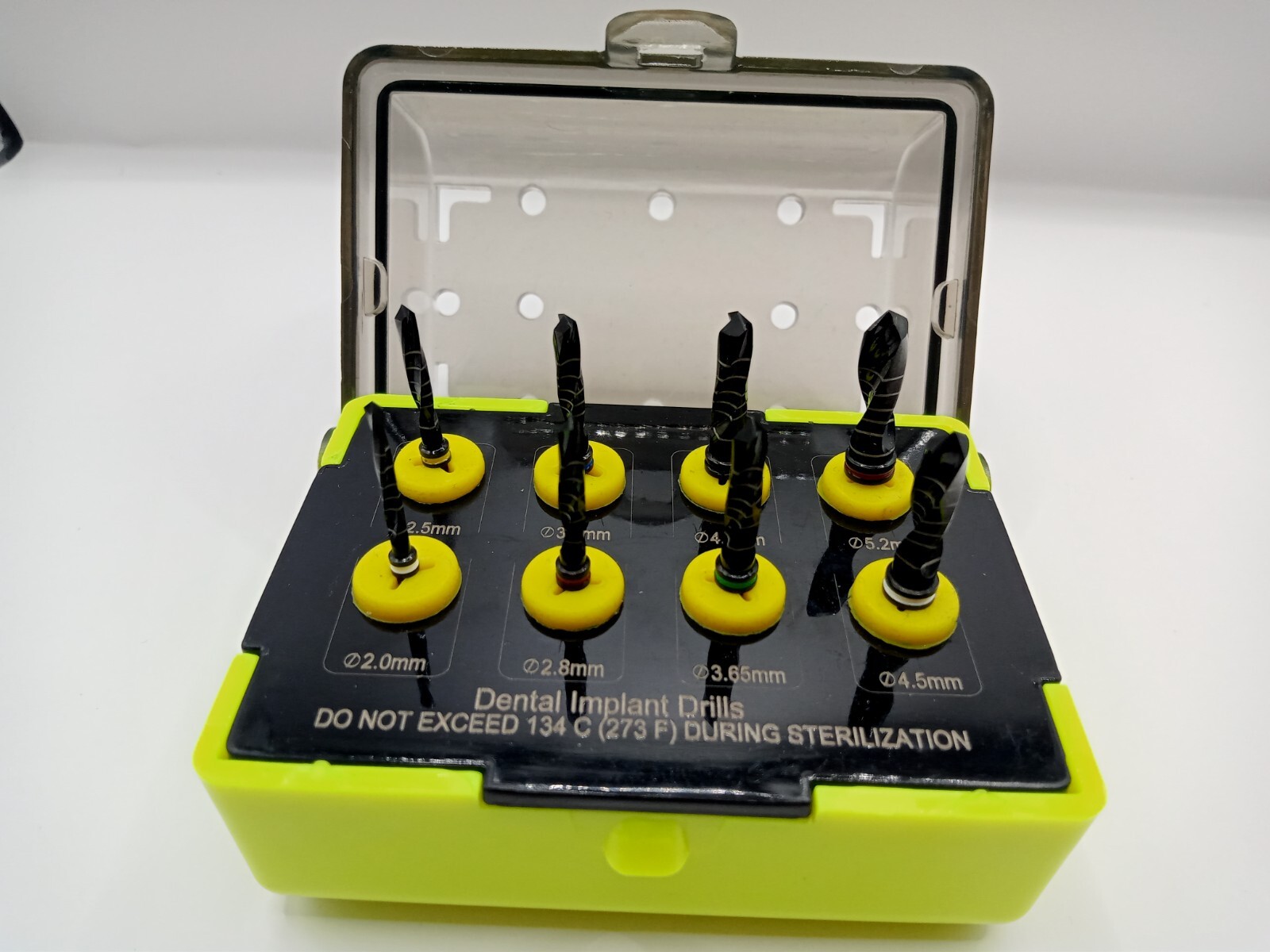 German Dental Implant Drills Kit 8 Pcs Set Titanium Coated Black Surgical Tools