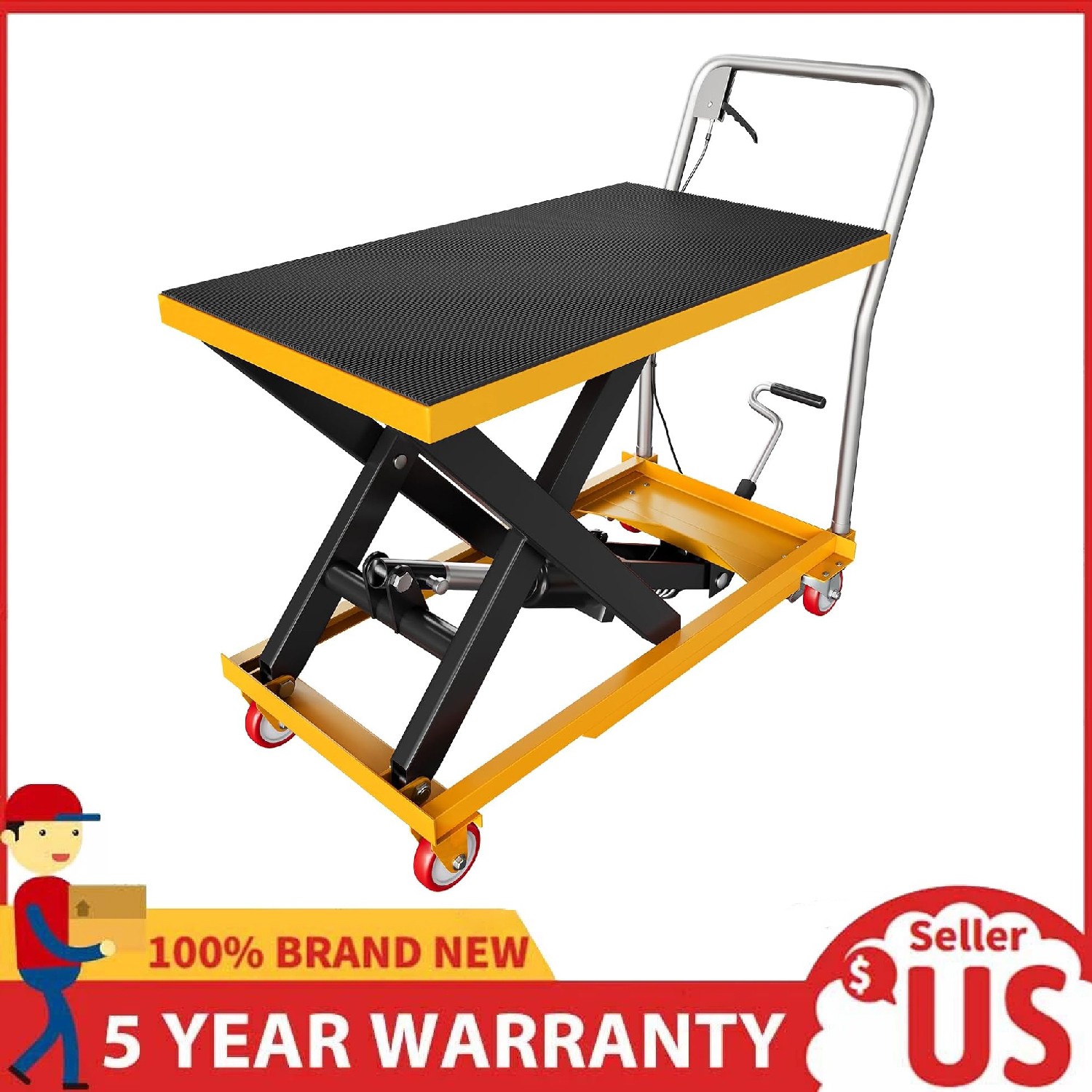 28.5″ Hydraulic Lift Table Cart ,500 Lbs Capacity Single Scissor Lifting Table