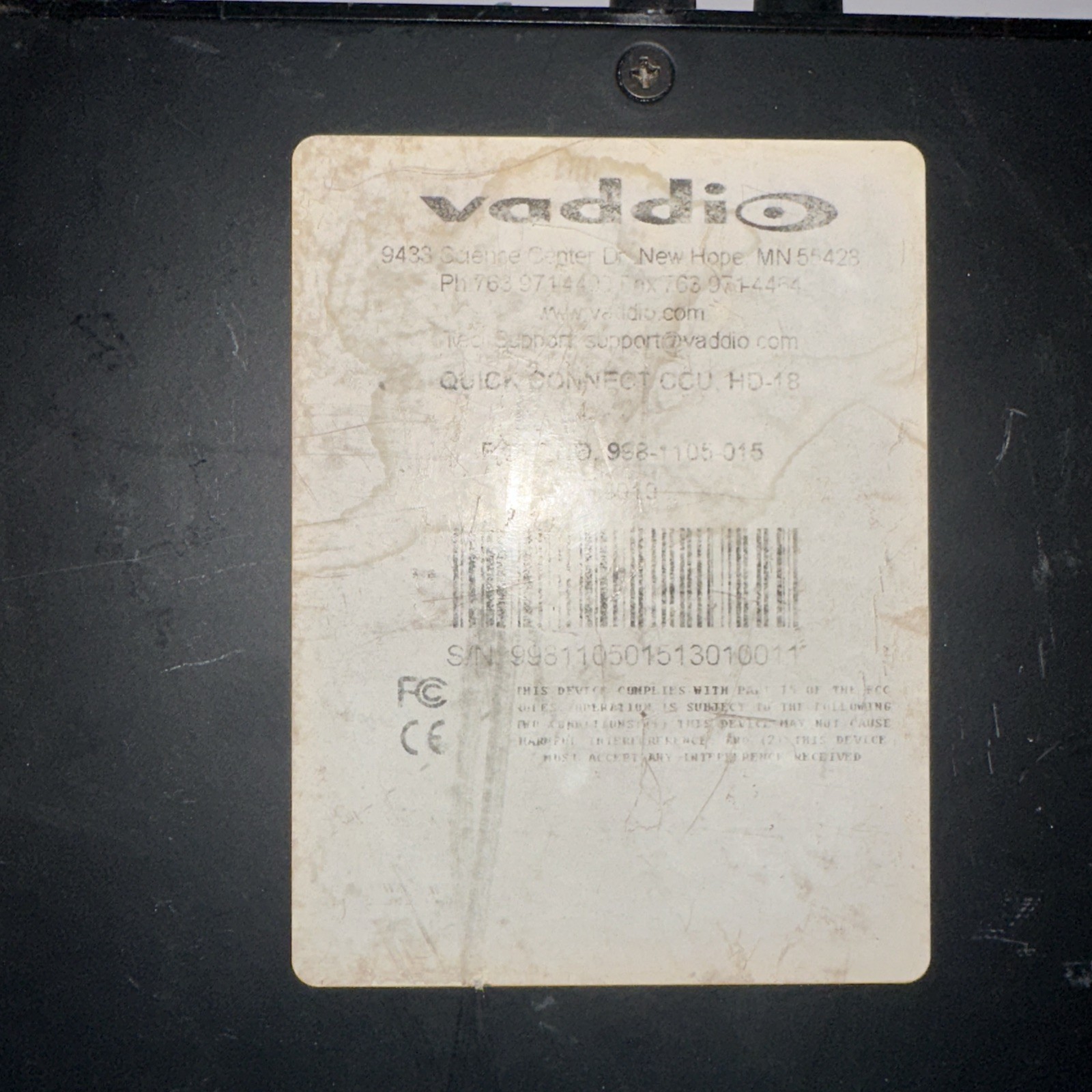 Vaddio Tally Quick Connect CCU HD-18 Part #: 998-1105-015 (Lot Of 2)
