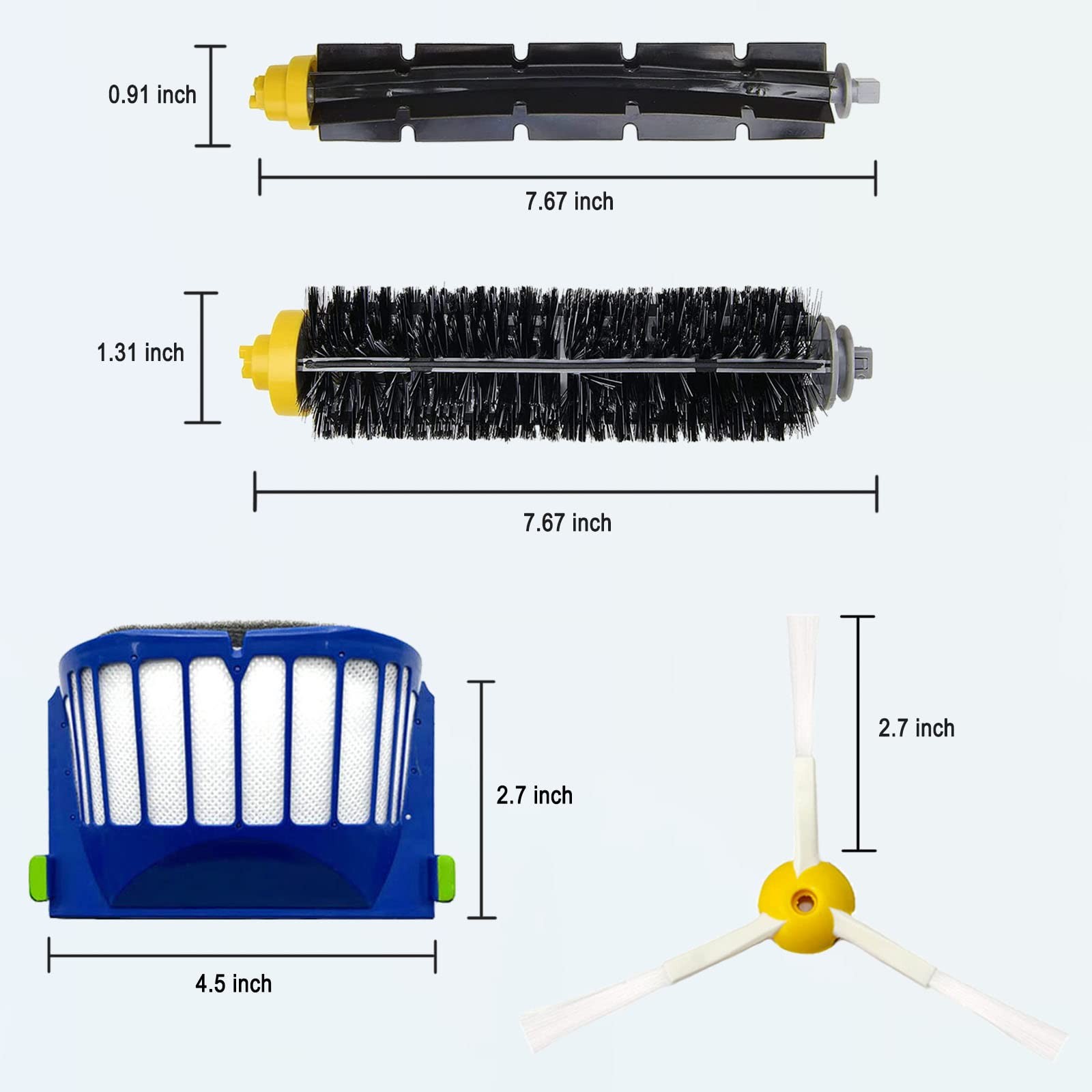 Replacement Parts Kit for irobot Roomba 600 Series 694 676 2+6+6, Multicolor