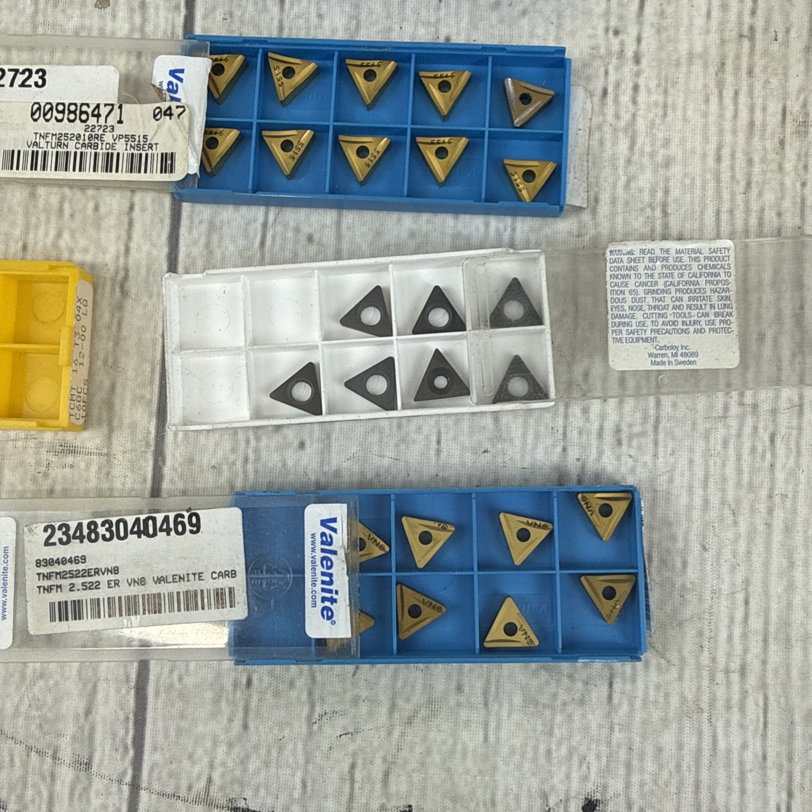 Lot Of 43 Mostly Valenite Carbide Inserts – Various Sizes – See Pics