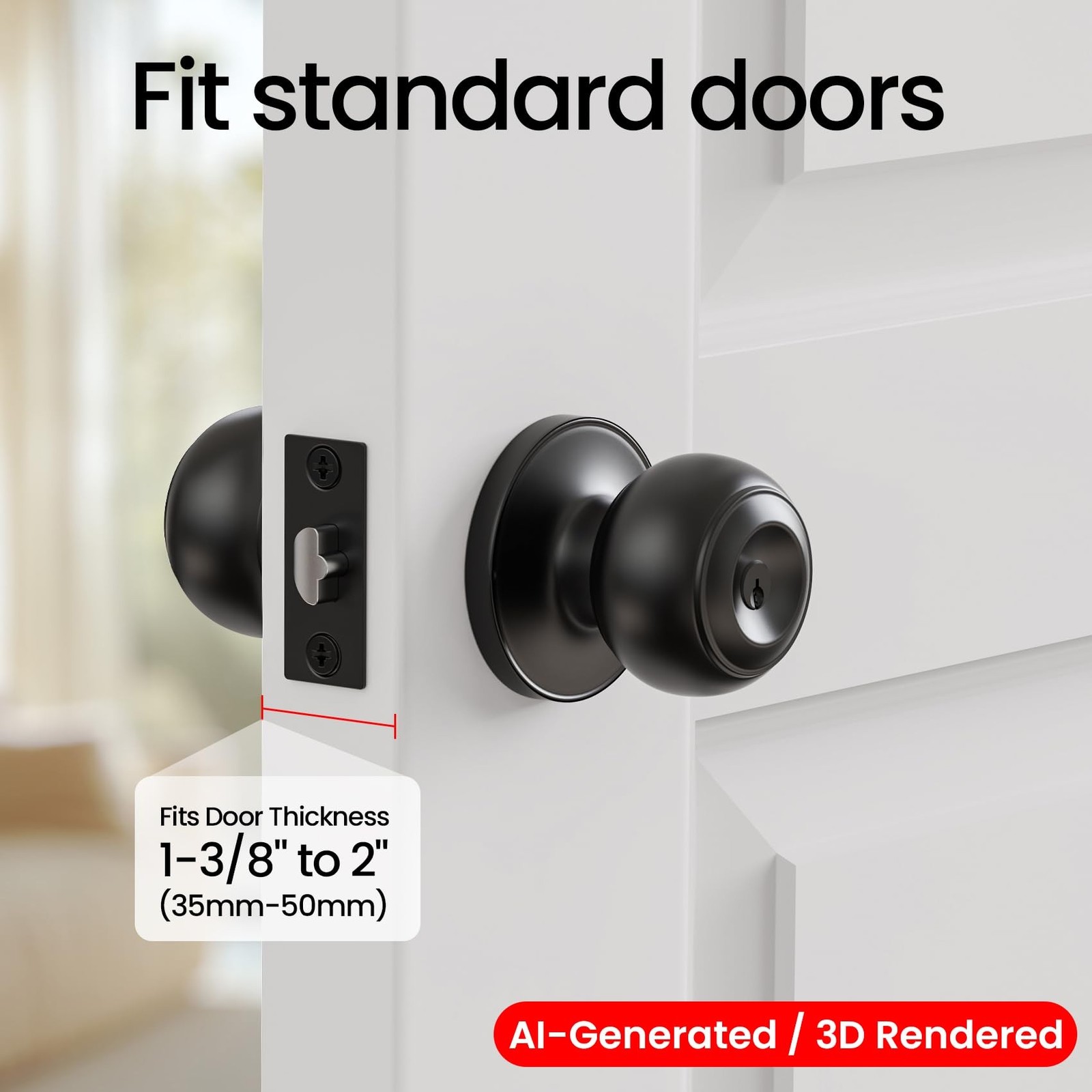 TDCHINGES 6 Pack Keyed Black Door Knob with Lock Key for Bedrooms Bathroom Cl…