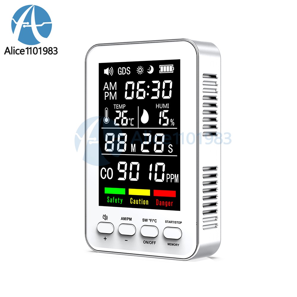 5-in-1 Portable Carbon Monoxide Alarm Temperature Humidity Air quality Tester