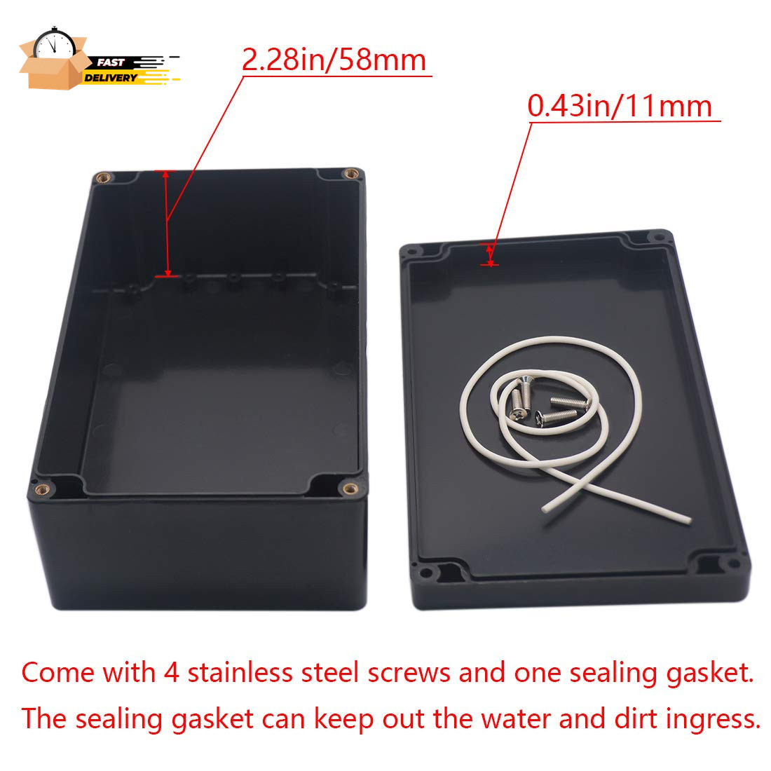 Project Box IP65 Waterproof Junction Box ABS Plastic Black Electrical