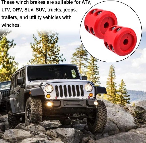 Red Winch Hook Stopper for ATV UTV Truck, Synthetic Rope Cable Save Color: Red